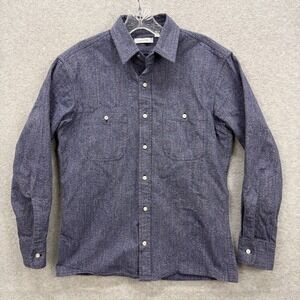 Gustin Shirt Mens Small Blue Heavy Chambray Long Sleeve Button Up Made In USA